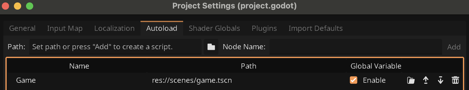 Project Settings/Autoload