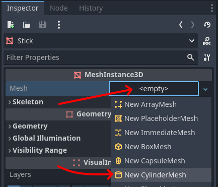 New CylinderMesh